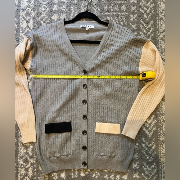 STORY Women's Gray and Tan Cardigan Sweater size S (i121) - Picture 7 of 9